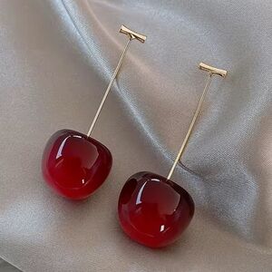 Cherry Red Dangle Earrings Popular